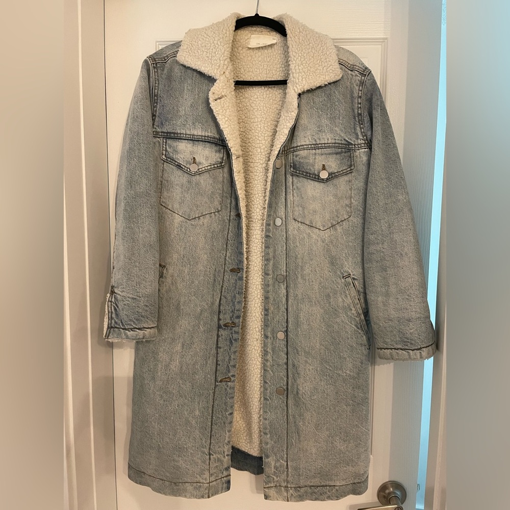 Oak + Fort Denim Shearling Jacket, XS